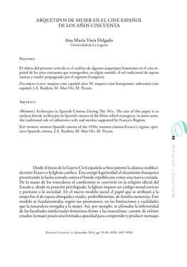 Arquetipos De Mujer En El Cine Español De Los Años 50