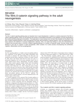 The Wntcatenin Signaling Pathway in the Adult Neurogenesis