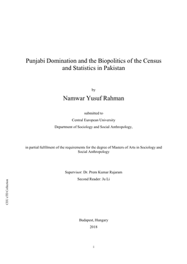 Punjabi Domination and the Biopolitics of the Census and Statistics in Pakistan