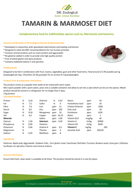 Tamarin & Marmoset Diet