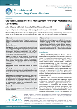 Ulipristal Acetate: Medical Management for Benign