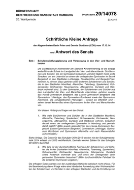 Schriftliche Kleine Anfrage Und Antwort Des Senats