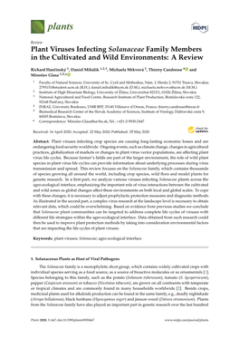 Plant Viruses Infecting Solanaceae Family Members in the Cultivated and Wild Environments: a Review