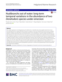 Nudibranchs out of Water: Long-Term Temporal Variations in the Abundance of Two Dendrodoris Species Under Emersion