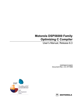 Motorola DSP56000 Family Optimizing C Compiler User’S Manual, Release 6.3