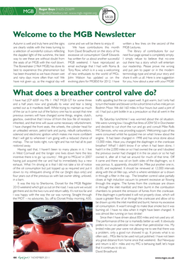 What Does a Breather Control Valve Do? Welcome to the MGB Newsletter