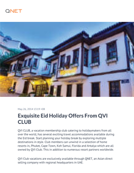 Exquisite Eid Holiday Offers from QVI CLUB