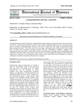 Lagerstroemia Species: a Review