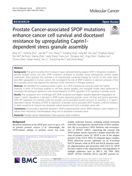 Prostate Cancer-Associated SPOP Mutations Enhance Cancer Cell