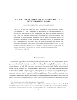 A Structure Theorem for Rationalizability in Infinite-Horizon Games