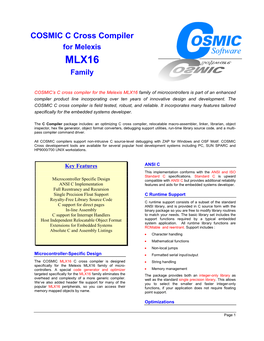 COSMIC C Cross Compiler for Melexis MLX16 Family