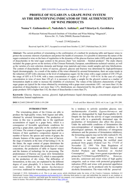 Profile of Sugars in a Grape-Wine System As the Identifying Indicator of the Authenticity of Wine Products