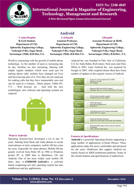 Android V.Asha Deepika, L.Srikanth & J.Deepthi
