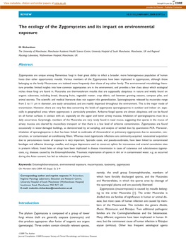 The Ecology of the Zygomycetes and Its Impact on Environmental Exposure