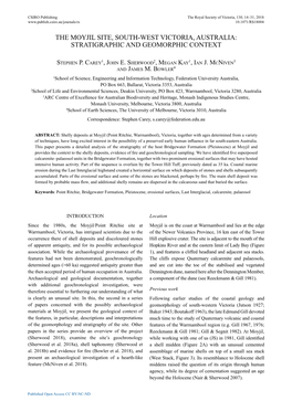 The Moyjil Site, South-West Victoria, Australia: Stratigraphic and Geomorphic Context