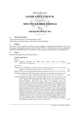 Legislative Council Minutes of Proceedings