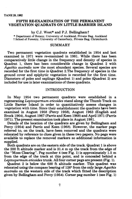 Fifth Re-Examination of the Permanent Vegetation Quadrats on Little Barrier Island