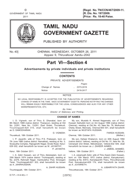 Tamil Nadu Government Gazette