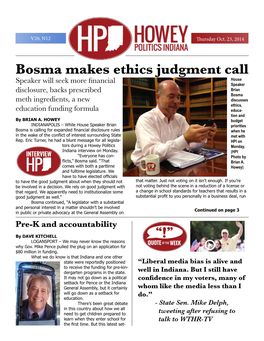 Bosma Makes Ethics Judgment Call