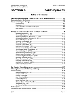 Section 6: Earthquakes