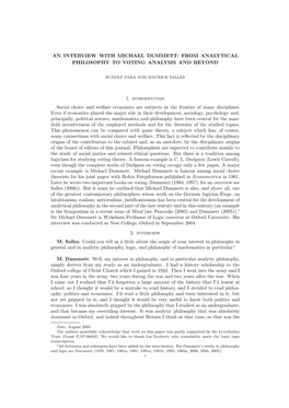 An Interview with Michael Dummett: from Analytical Philosophy to Voting Analysis and Beyond