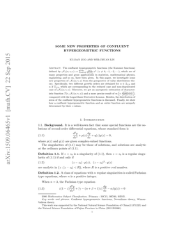 Arxiv:1509.06465V1 [Math.CV] 22 Sep 2015 (1.3) Uin Fscn-Re Ieeta Qain,Woesadr F (1.1) Standard Whose Equations, Diﬀerential Second-Order of Lutions 1.1