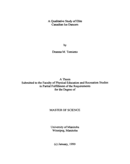 A Qualitative Study of Elite Canadian Ice Dancers a Thesis Submitted To