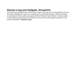 Stanton Long and Holdgate, Shropshire