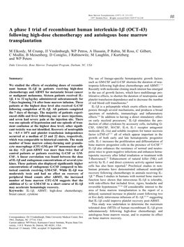 Following High-Dose Chemotherapy and Autologous Bone Marrow Transplantation