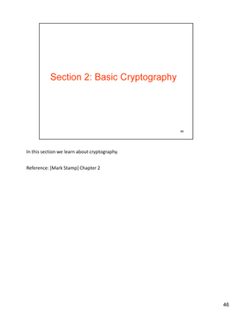 Section 2: Basic Cryptography