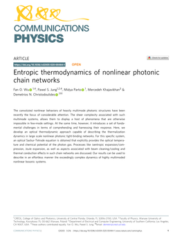 Entropic Thermodynamics of Nonlinear Photonic Chain Networks