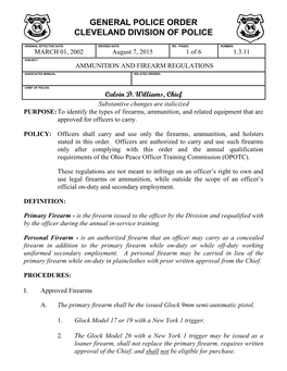 General Police Order Cleveland Division of Police