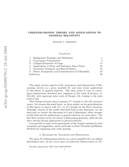 Cheeger-Gromov Theory and Applications to General Relativity