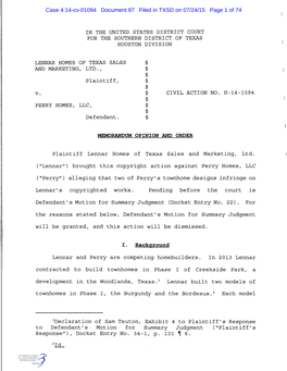 Case 4:14-Cv-01094 Document 87 Filed in TXSD on 07/24/15 Page 1 of 74