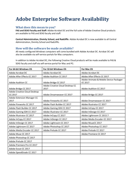 Adobe Enterprise Software Availability