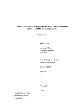 Synthase and EPSP-Associated Domains Tuomas Tall