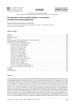 Diptera: Lauxaniidae) and Their Taxonomical Implications