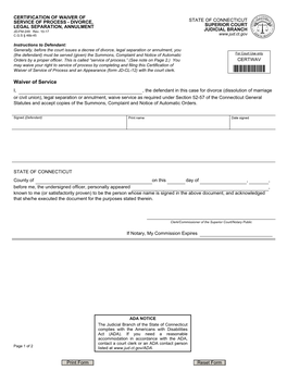 Divorce, Legal Separation, Annulment, on Page 1 of This Form (Form JD-FM-249), and • Completes and Files an Appearance (Form JD-CL-12) with the Court Clerk