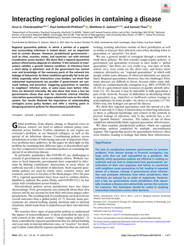 Interacting Regional Policies in Containing a Disease