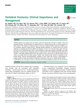 Vertebral Fractures: Clinical Importance and Management D.L