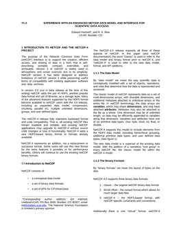 Experience with an Enhanced Netcdf Data Model and Interface for Scientific Data Access