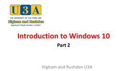 Introduction to Windows 10 Part 2