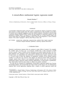 A Mixed-Effects Multinomial Logistic Regression Model