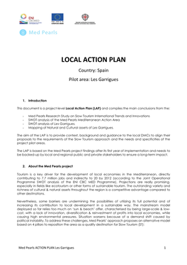 LOCAL ACTION PLAN Country: Spain Pilot Area: Les Garrigues