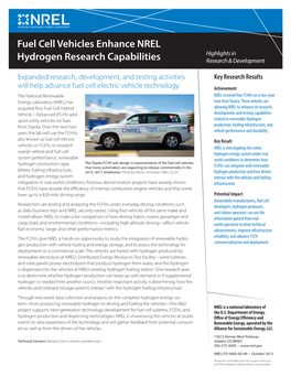 Fuel Cell Electric Vehicles Enhance NREL Hydrogen Research