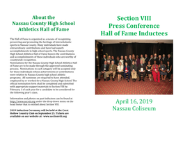 Section VIII Press Conference Hall of Fame Inductees