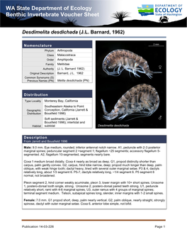 WA State Department of Ecology Benthic Invertebrate Voucher Sheet
