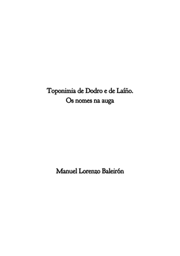 Toponimia De Dodro E De Laíño. Os Nomes Na Auga