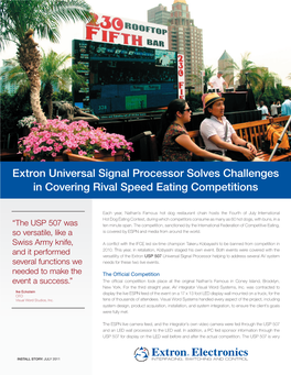 Extron Universal Signal Processor Solves Challenges in Covering Rival Speed Eating Competitions
