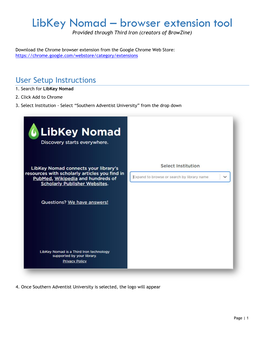 Libkey Nomad – Browser Extension Tool Provided Through Third Iron (Creators of Browzine)